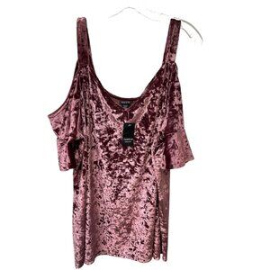 NWT Torrid Plum Velvet Cold Shoulder Blouse Pink Size 3